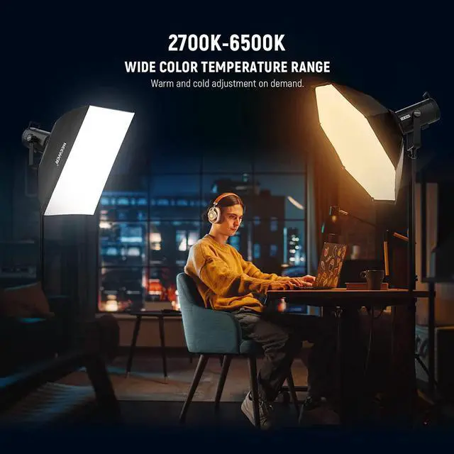 Alt view image 2 of 7 - NEEWER CB200B 210W LED Video Light with 2.4G/APP Remote Control, All Metal Bi Color COB Continuous Output Lighting with Bowens Mount 90000Lux/1m 2700K-6500K CRI/TLCI97+ 12 Effects for Video Recording
