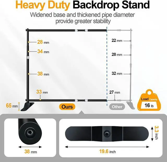 Alt view image 2 of 7 - Emart Banner Stand, 10x8 ft Heavy Duty Adjustable Step and Repeat Backdrop Stand Kit for Photography, Trade Show, Photo Booth