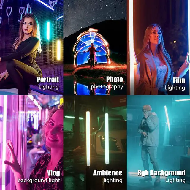 Alt view image 5 of 6 - 2 Pack TLX2 Light Kit RGB Tube Light LED Full Color Video Light with APP DMX Control 2 ft 2800K-8000K CRI96 TLCI97 360° RGB CCT HSI Effect Mode with Built in Rechargeable Battery