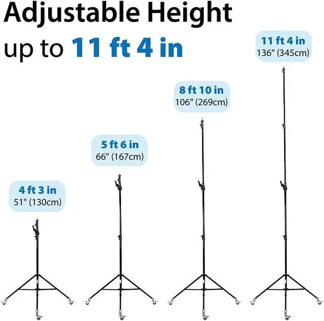 Alt view image 7 of 7 - BRITEK [Set of 2] 11.3ft/3.44m Heavy Duty Boom Light Stand w/Steel Caster Rubber Wheels  11.3 (Black),  Boom to Stand Pivot Riser w/Counterweight Bag for Studio Outdoor Photography Portrait Video