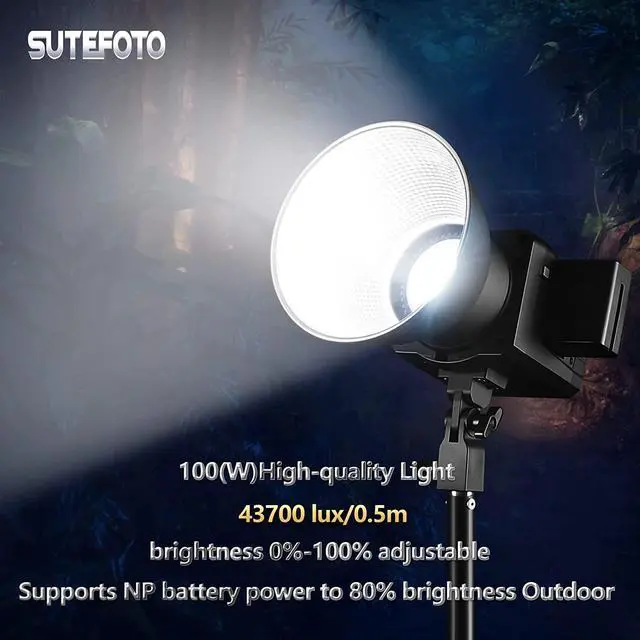 Alt view image 4 of 6 - Sutefoto 100(W) RGB Video Light 2800K-10000K,P100-RGB 360° Full Color Continuous Lighting, 43700 Lux /0.5m, CRI 96+, TLCI 95+ with APP Control/Remote Control. Studio Light for Film Recording
