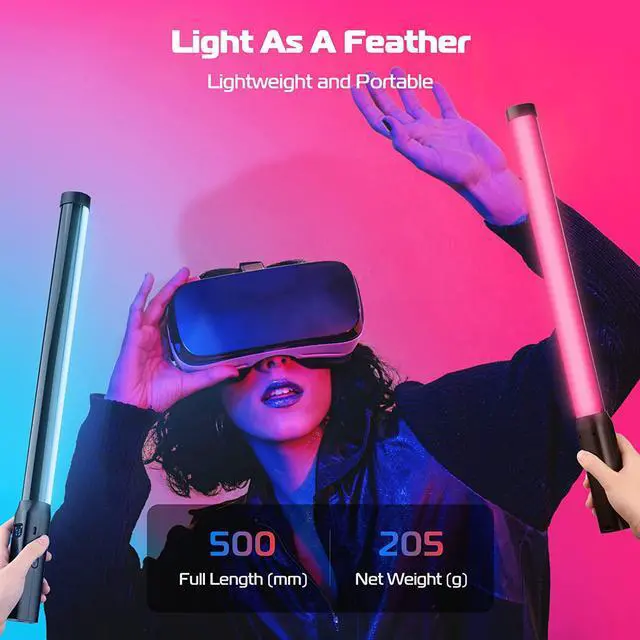 Alt view image 3 of 7 - Ulanzi VL119 RGB LED Light Wand, 360°RGB Video Wand Stick for Photography, 2600mAh Built-in Rechargable Cube Light 2500-9000K Dimmable Camera Light w LCD