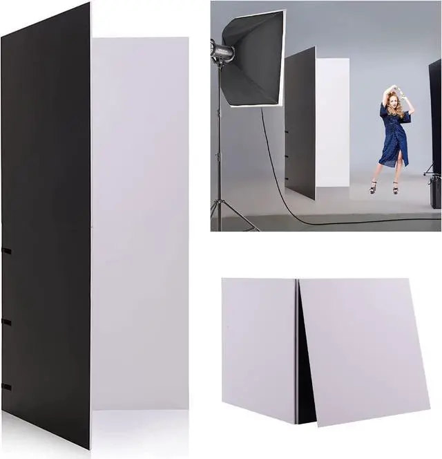 Main image of Photography Foldable Reflector Backdrop, 78.7x78.7inch 2 in 1 Background Cardboard, Double Sided Black/White Light Diffuser Board, BEIYANG