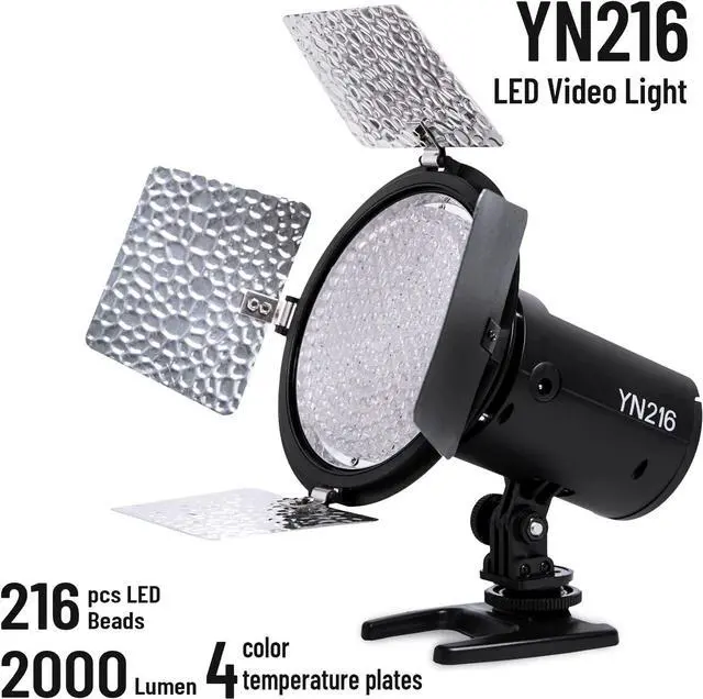 Alt view image 2 of 7 - YONGNUO YN216 LED Video Light with 5600K | YN-216 Adjustable Color Temperature and 4 Color Plates for Canon Nikon DSLR Cameras