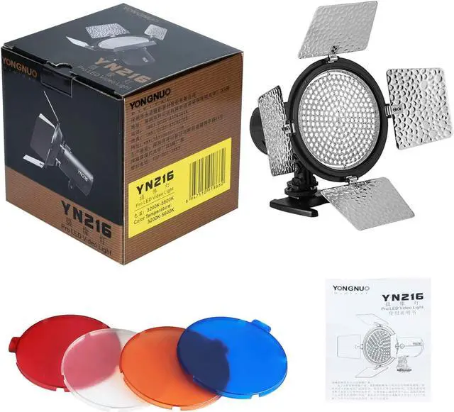 Alt view image 3 of 7 - YONGNUO YN216 LED Video Light with 5600K | YN-216 Adjustable Color Temperature and 4 Color Plates for Canon Nikon DSLR Cameras