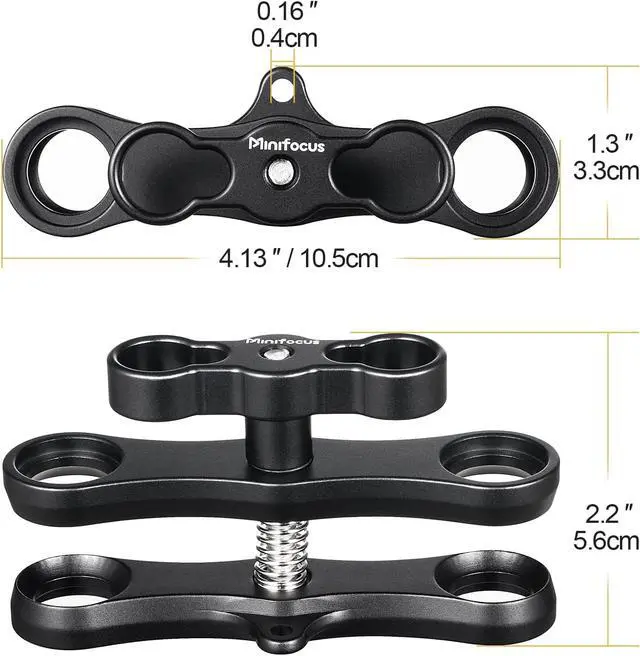 Alt view image 3 of 7 - MINIFOCUS 1" Long Ball Clamp Dual Holder Mount for Underwater Photography Diving Light System, Compatible for GoPro Action Camera Flashlight Arms System(2 PCS)