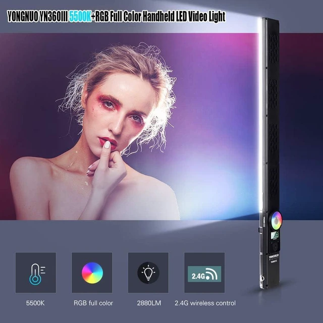 Alt view image 4 of 7 - YONGNUO YN360 III LED Video Light 5600K, Handheld Photography RGB Ice Light