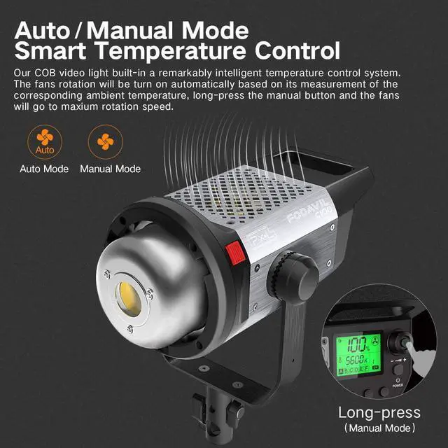 Alt view image 3 of 7 - Pixel 120W LED Continuous Output Video Light, 5600K Bowens Mount Photography Light, 10900lux@1m CRI97+ TLCI99+ Studio Light , Remote Controller for Portrait Shooting and Video Recording