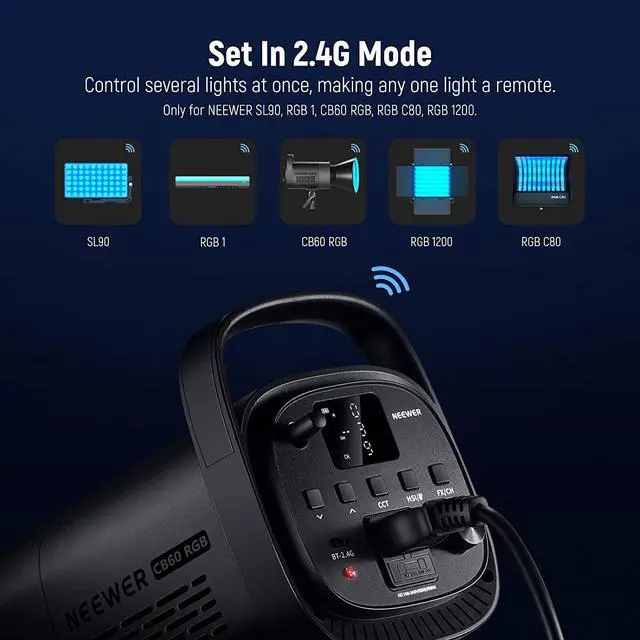 Alt view image 4 of 7 - CB60 RGB 70W LED Video Light with App Control, Bowens Mount COB Full Color Continuous Output Lighting 18000Lux/1m CCT 2700K-6500K CRI97+ 17 Scenes for Photography/Studio Video Recording