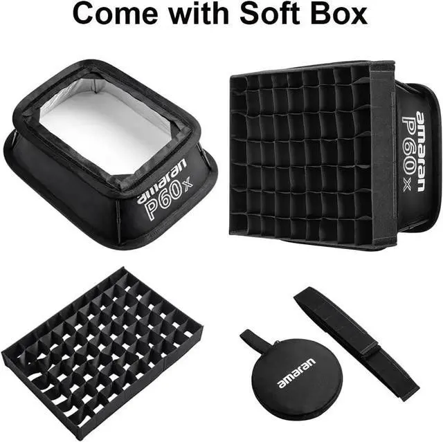 Alt view image 5 of 7 - Amaran P60x 60W Output Bi-Color Lensed LED Panel Video Light 5070+ lux, CRI 95+, TLCI 97+, Color Temperature 3200K~6500K, APP Control & 4 Built-in Lighting FX, Softbox, Carring Case