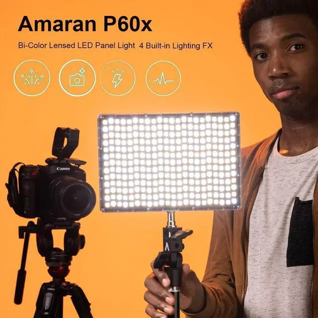 Alt view image 7 of 7 - Amaran P60x 60W Output Bi-Color Lensed LED Panel Video Light 5070+ lux, CRI 95+, TLCI 97+, Color Temperature 3200K~6500K, APP Control & 4 Built-in Lighting FX, Softbox, Carring Case