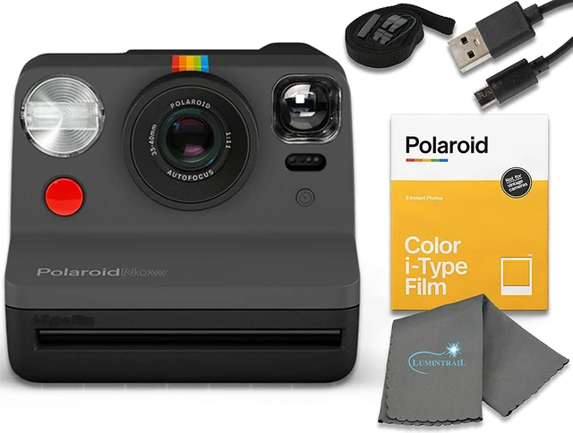 Main image of Polaroid Now I-Type Instant Film Camera - Black Bundle with a Color i-Type Film Pack (8 Instant Photos) and a Lumintrail Cleaning Cloth