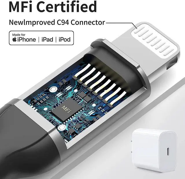 Alt view image 3 of 7 - USB C to Lightning Cable 1ft 2Pack Short iPhone Charger Cord MFi Certified Braided Fast Charging Type C to Lightning Cable Compatible with  iPhone 14/13/12/11Pro/X/XR/8/7/6s/Plus/SE/iPad