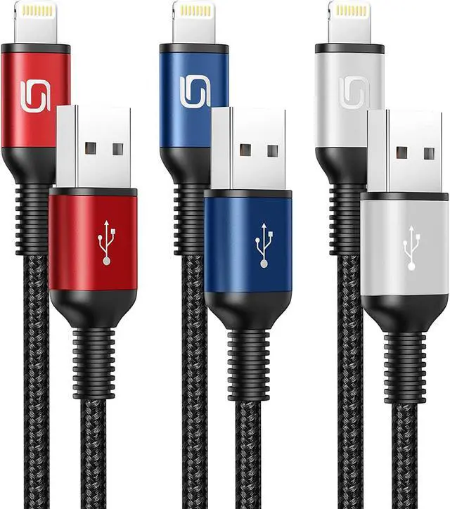 Main image of iPhone Charger Cable [ MFi Certified] 3Pack 6FT USB-A to Lightning Cable Nylon Braided Fast Charging Cord Compatible with iPhone 14/13/12/11 Pro Max/XR/XS/X/8/7/Plus/6S iPad/iPod/AirPods