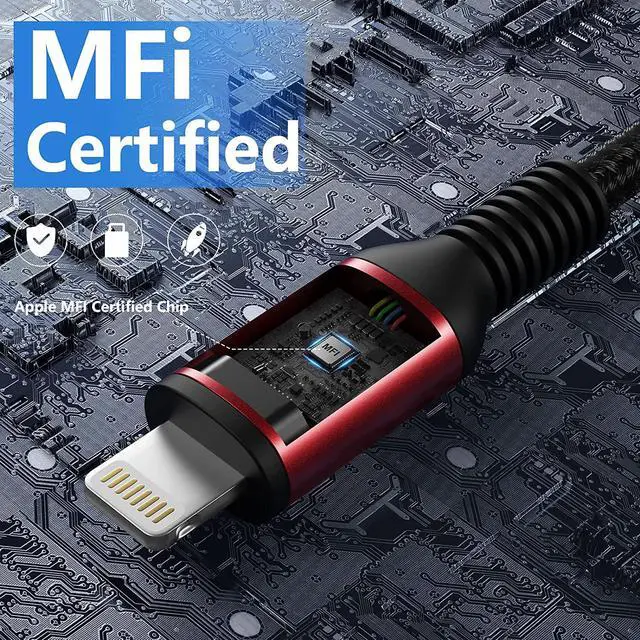 Alt view image 2 of 7 - iPhone Charger Cable [ MFi Certified] 3Pack 6FT USB-A to Lightning Cable Nylon Braided Fast Charging Cord Compatible with iPhone 14/13/12/11 Pro Max/XR/XS/X/8/7/Plus/6S iPad/iPod/AirPods