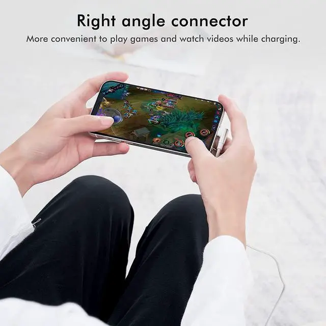 Alt view image 2 of 7 - iPhone USB C to Lightning Cable,2Pack 6FT MFi CertifiedRight Angle 90 Degree iPhone Fast Charger Nylon Braided 20W Charging Data Syncing Cord Compatible with iPhone 14/13/Pro/ 12/Max/11/XS/XR/8/Plus