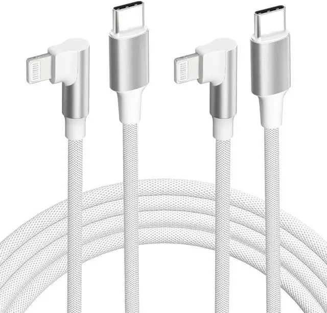 Main image of iPhone USB C to Lightning Cable,2Pack 6FT MFi CertifiedRight Angle 90 Degree iPhone Fast Charger Nylon Braided 20W Charging Data Syncing Cord Compatible with iPhone 14/13/Pro/ 12/Max/11/XS/XR/8/Plus
