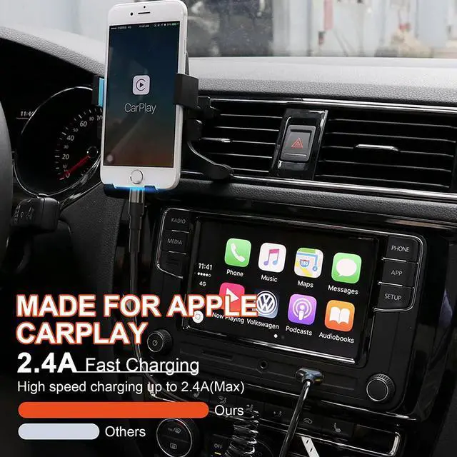 Alt view image 3 of 7 - Coiled Lightning Cable Apple Carplay Compatible [Apple MFi Certified] Short USB to Lightning Apple Carplay Cable with Data Sync and LED, Retractable iPhone Charger Cord for iPhone/Pad/Pod