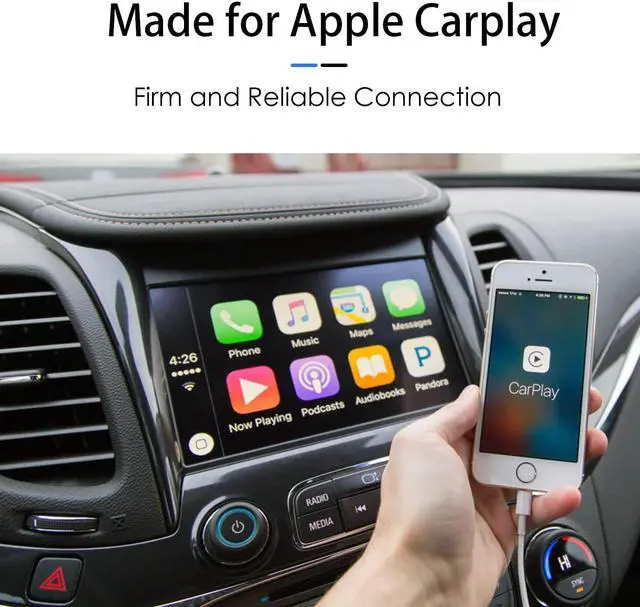 Alt view image 2 of 7 - Car  Carplay Cable USB A to Lightning Cable for iPhone 14 14 pro max 13 Plus SE 2nd/12/11/Xs/XR iPad 4/5/ 6/7/ 8 Mini 2/3/4/5 Air 2/3 Charger Cord Car Charging Cable
