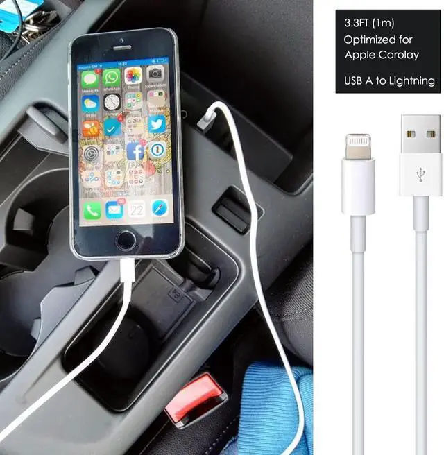 Alt view image 4 of 7 - Car  Carplay Cable USB A to Lightning Cable for iPhone 14 14 pro max 13 Plus SE 2nd/12/11/Xs/XR iPad 4/5/ 6/7/ 8 Mini 2/3/4/5 Air 2/3 Charger Cord Car Charging Cable