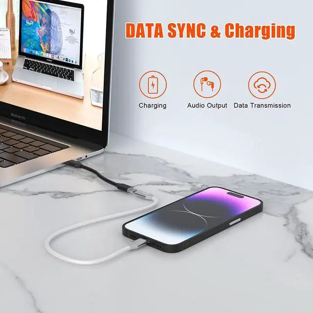 Alt view image 4 of 7 - 3.3FT iPhone Charging Extension Cable,Nylon Braided Lightning Extender Dock Cable Adapter for iPhone 14 Pro 13 Pro Max 12 11 X XR 8 7 6 Male to Female Extension Cord Pass Video,Data,Audio,OTG