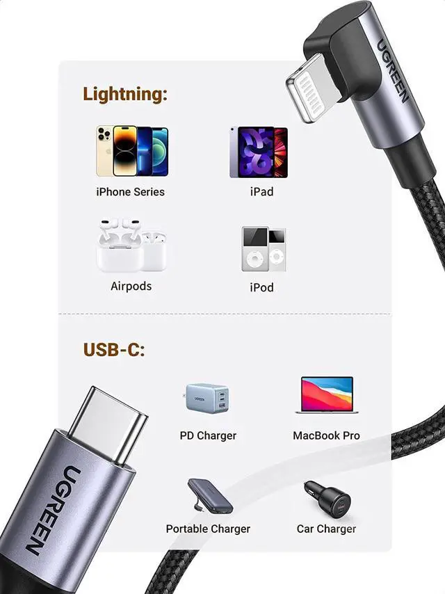 Alt view image 6 of 7 - MFi Certification Lightning Cable - 90 Degree USB C to Lightning Cable 6FT Compatible with iPhone 14/14 Pro/14 Pro Max iPhone 13/12/11/X/XR/XS/8 Series iPad