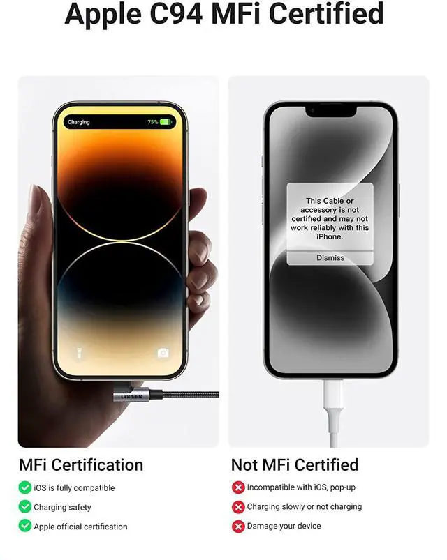 Alt view image 3 of 7 - MFi Certification Lightning Cable - 90 Degree USB C to Lightning Cable 6FT Compatible with iPhone 14/14 Pro/14 Pro Max iPhone 13/12/11/X/XR/XS/8 Series iPad
