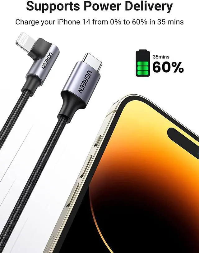 Alt view image 2 of 7 - MFi Certification Lightning Cable - 90 Degree USB C to Lightning Cable 6FT Compatible with iPhone 14/14 Pro/14 Pro Max iPhone 13/12/11/X/XR/XS/8 Series iPad