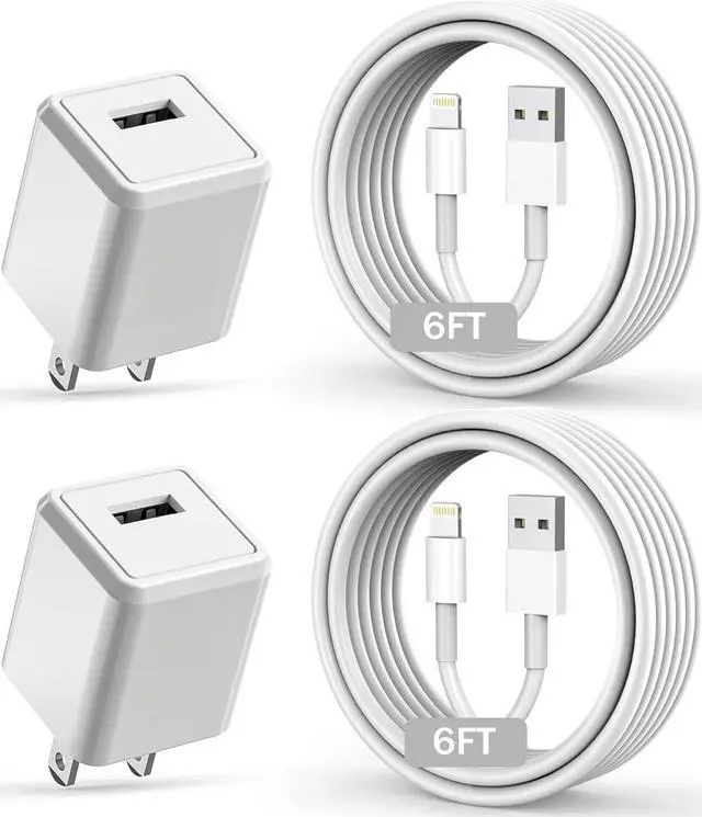 Main image of iPhone Charger Long 6FT iPhone Charger 2Pack iPhone Cord 6feet USB to Lightning Cable Quick Fast Charging Data Sync Cord USB Wall Charger Block Adapter for iPhone 14/13/12/11/XS/XR/X/8/7/5/SE2022/iPad