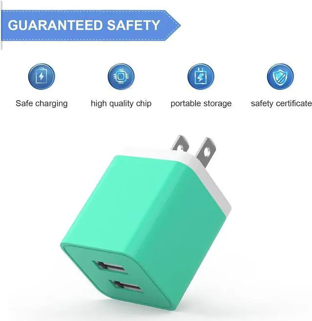 Alt view image 3 of 7 - 6Pack USB Wall Charger, iGENJUN 2.4A Dual USB Port Cube Power Plug Adapter Fast Phone Charger Block Charging Box Brick for iPhone 15/15 Pro/15 Pro Max/14, Samsung Galaxy, Pixel, LG, Android-Colorful