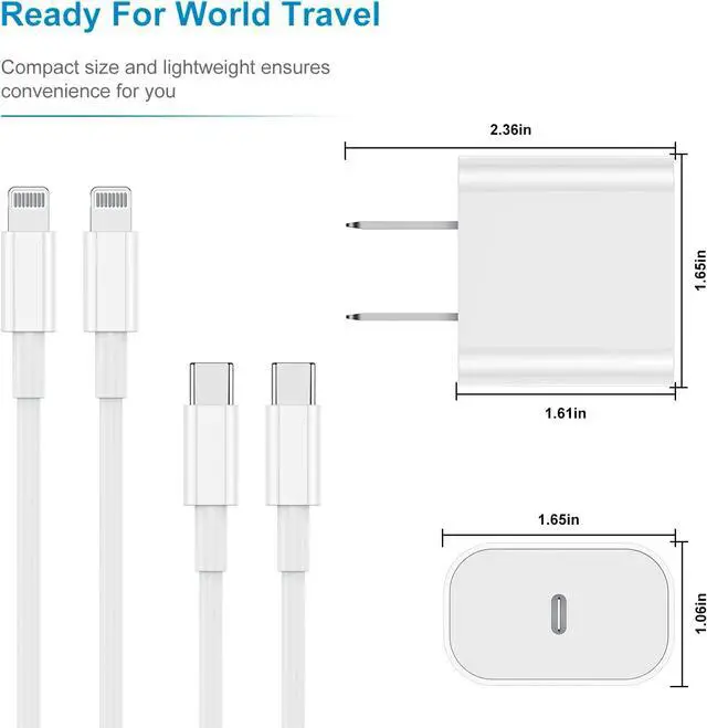 Alt view image 6 of 7 - iPhone Charger Fast Charging 6ft CordApple MFi Certified USB C to Lightning Cable with 20W Fast Charger Block for iPhone 14 Pro Max/13 Plus/12 Mini/11/iPad Pro/Air(2-Pack)