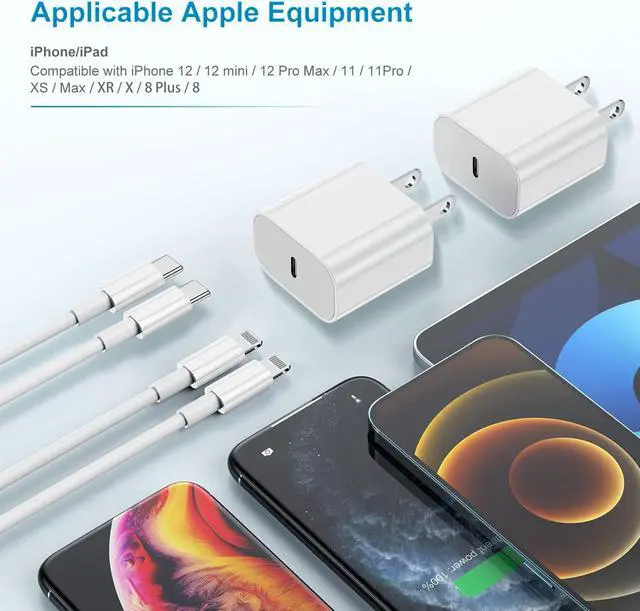 Alt view image 7 of 7 - iPhone Charger Fast Charging 6ft CordApple MFi Certified USB C to Lightning Cable with 20W Fast Charger Block for iPhone 14 Pro Max/13 Plus/12 Mini/11/iPad Pro/Air(2-Pack)