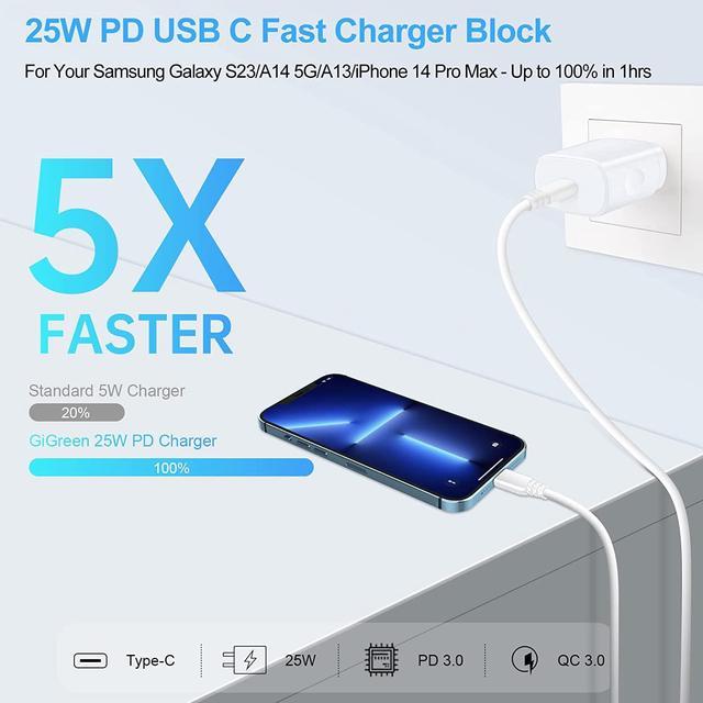 Cargador USB tipo C para Moto G Pure/G Play 2023/G Power 2021/G Stylus 5G  2022/G 5G 2022/G Fast/Z3 Play/G7/G8/Z4/Z2 Force, adaptador USB ANDHOT de 2