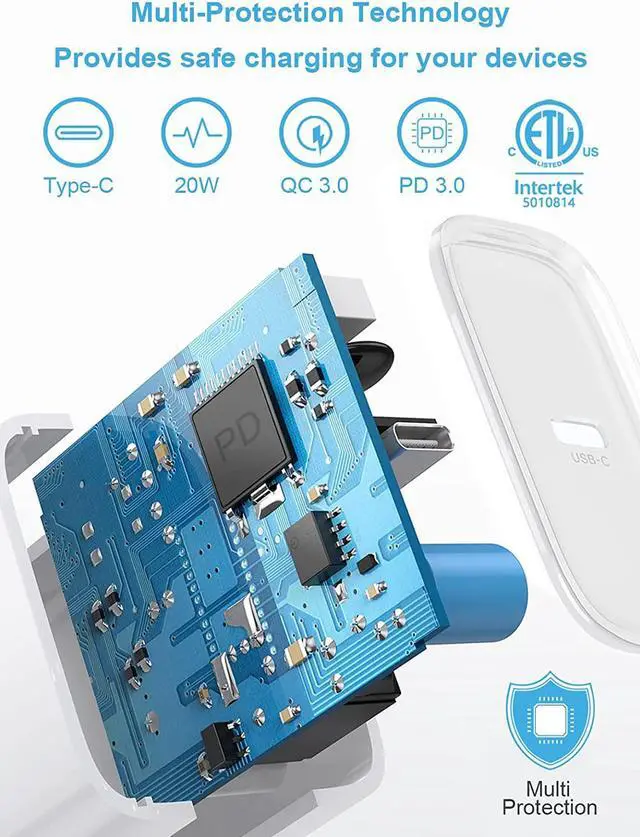 Alt view image 3 of 7 - iPhone Fast Charger 3+3Pack 20W USB C Wall Charger with 6FT Fast Charging Cable Compatible with iPhone 14/13/12/11/Pro/Pro Max