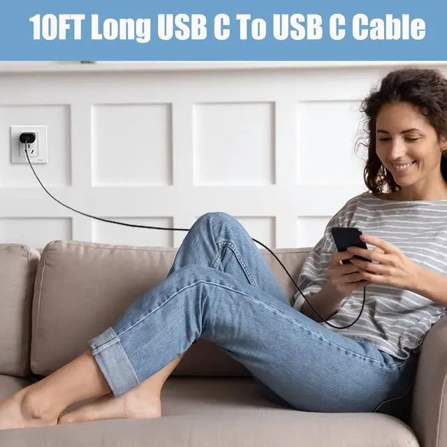 Alt view image 3 of 6 - S25 S24 S23 S22  Fast Charger USB Type C Charger 25W Android Phone Charger Fast Charging Block & 10ft USB C Chargers Cable Cord for  Galaxy S25/S24/S23/S22/S21/S20/Plus/Ultra/FE Black
