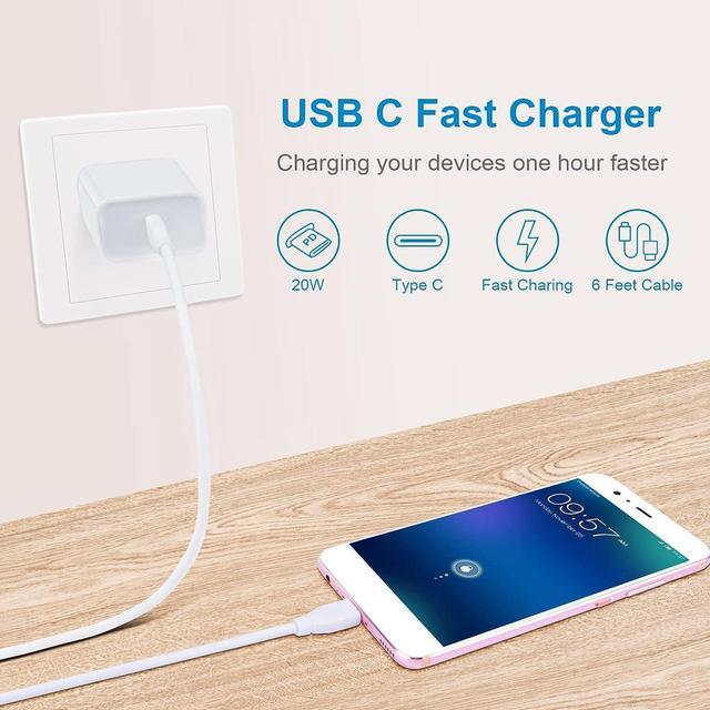 Alt view image 7 of 7 - USB C Fast Charger for Google Pixel 8 Pro 7a 7 7 Pro 6 6 Pro 6a 5 4 4a 4XL 3a 3XL 2 XL, Pad Pro, Samsung Galaxy A15 A14 5G A13 A53 S24 S23 S22 S21, 20W 3A PD Power Adapter with 6FT Type C to C Cable