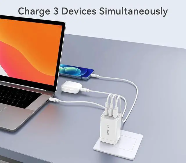 Alt view image 2 of 7 - 65W GaN USB C Charger 3-Port Fast Charger Block Mini USB C USB A Charger Foldable Type-C Wall Charger 65W Multiport Power Adapter for iPhone iPad Pro Samsung S22 S21 MacBook Pro Air HP Laptop