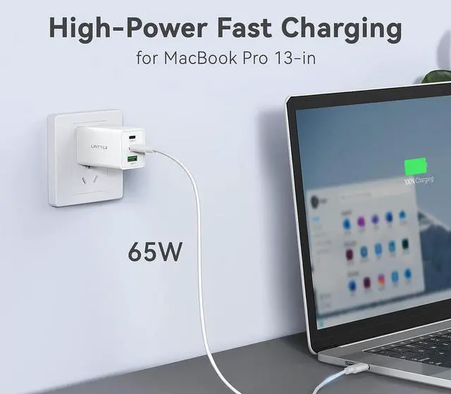 Alt view image 6 of 7 - 65W GaN USB C Charger 3-Port Fast Charger Block Mini USB C USB A Charger Foldable Type-C Wall Charger 65W Multiport Power Adapter for iPhone iPad Pro Samsung S22 S21 MacBook Pro Air HP Laptop