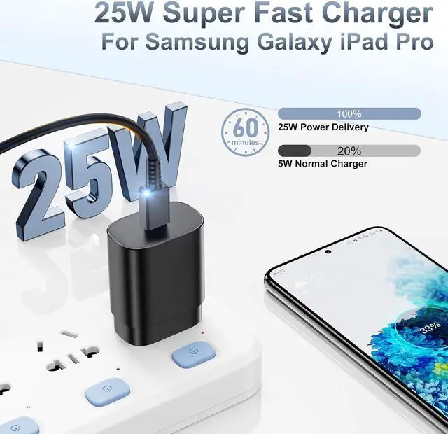 Alt view image 2 of 7 - Super Fast Charger Type C, 2Pack 25W USB C Wall Charging Block Adapter and 6ft Android Phone Charger Cable for Samsung Galaxy S23 Ultra/S23/S23+/S22/S22 Ultra/S22+/S22 Plus/S21/Note 20 Ultra/Note10+