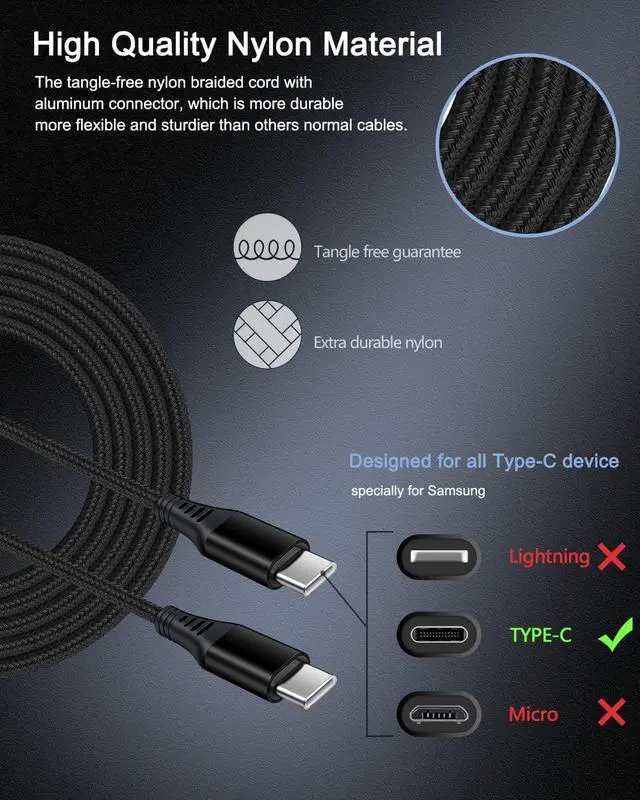 Alt view image 4 of 7 - 20W PD USB C Wall Charger Adapter [60W/6FT] USB Type C to USB-C Cable, Fast Charging 3.0 Block Plug Cube Brick Box, Android USBC to C Phone Power Charger Cord for Samsung Galaxy Google Pixel iPhone 15