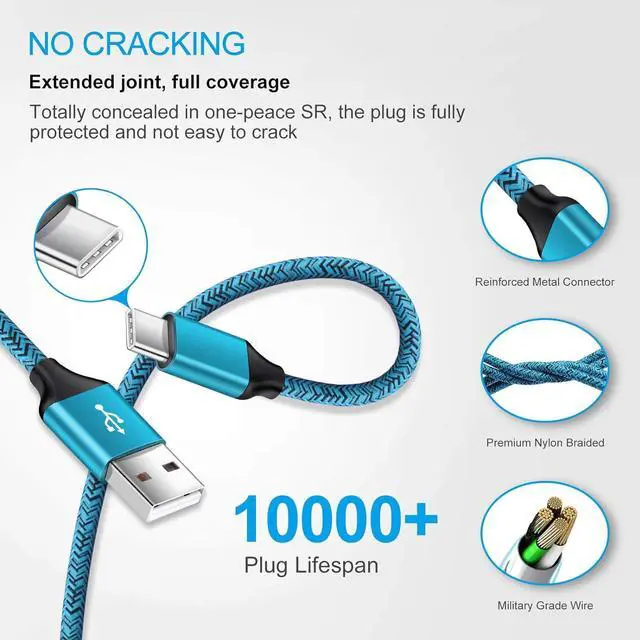 Alt view image 7 of 7 - Quick Charge 3.0 Fast Charger Type C Wall Charger Block Plug +6FT Android Phone Charger C Cable for Samsung Galaxy S24 S23 S22 Ultra S21 FE S20 S10 S9 S8 Note 20 A15 A54 A14 A53 A12 A13 A03S A23 A32