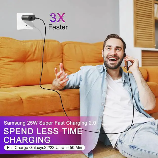 Alt view image 3 of 7 - Samsung USB-C Super Fast Charging Wall Charger-25W PD Charger Adapter with Type-C Cable(6.6ft) for Samsung Galaxy S24/S24 Ultra/S24+/S23/S23 Ultra/S23+/S22/S22+/S22 Ultra/S21/S21+/S21 Ultra/Note20