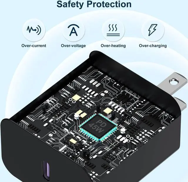 Alt view image 3 of 7 - 45W  Super Fast Charging with USB C to C Cable 10ft 2Pack Type C Wall Charger Block and Android Phone Charger Cord Long for  Galaxy S24 Ultra/S24+/S23+/S22+/S22 Plus/S21/Note 20/10+