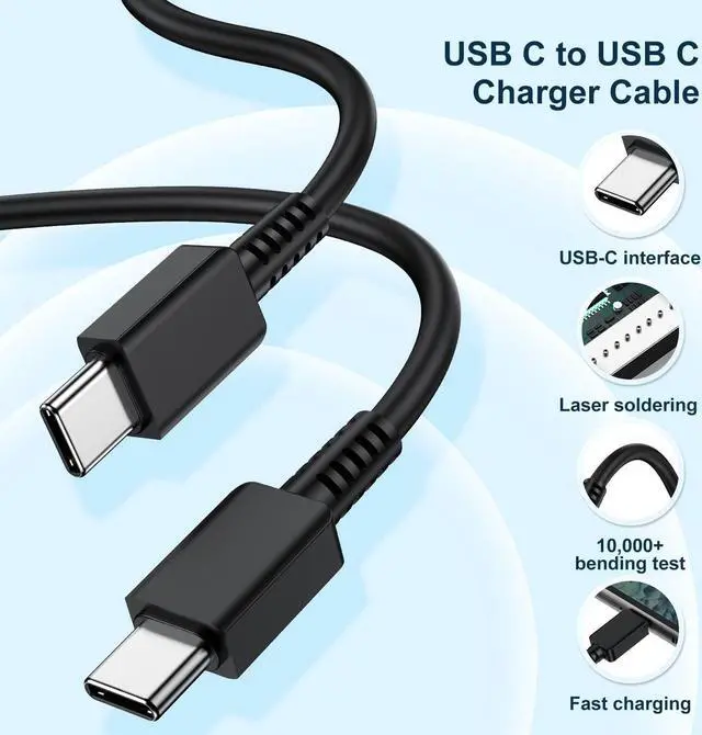 Alt view image 5 of 7 - 45W  Super Fast Charging with USB C to C Cable 10ft 2Pack Type C Wall Charger Block and Android Phone Charger Cord Long for  Galaxy S24 Ultra/S24+/S23+/S22+/S22 Plus/S21/Note 20/10+