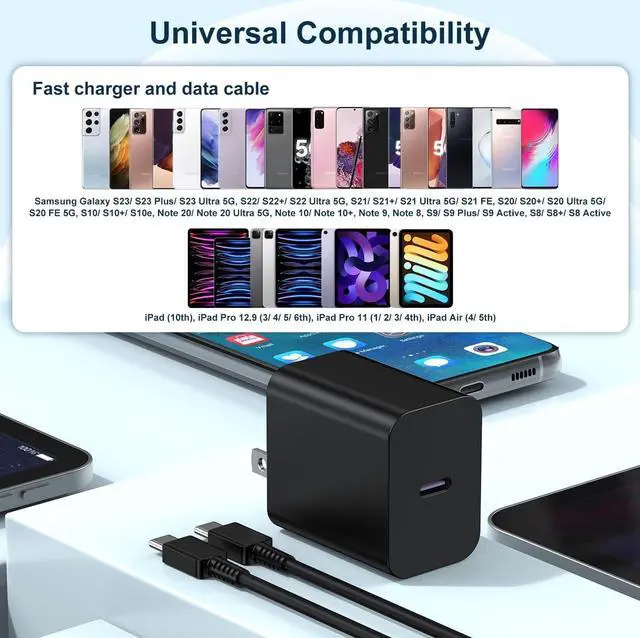 Alt view image 7 of 7 - 45W  Super Fast Charging with USB C to C Cable 10ft 2Pack Type C Wall Charger Block and Android Phone Charger Cord Long for  Galaxy S24 Ultra/S24+/S23+/S22+/S22 Plus/S21/Note 20/10+