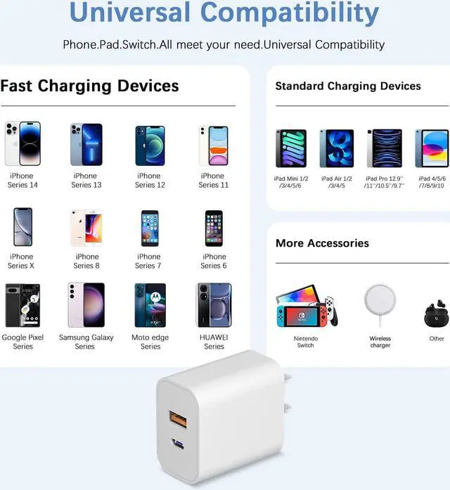 Alt view image 3 of 7 - [3 Pack] USB C Charger Block, iPhone 16 Charger Block Dual Port PD Power Adapter Fast Charging Block for iPhone 16/16 Pro/16 Pro Max/16 Plus/15/14/13/12/11,X, iPad, Google Pxel, Samsung Galaxy