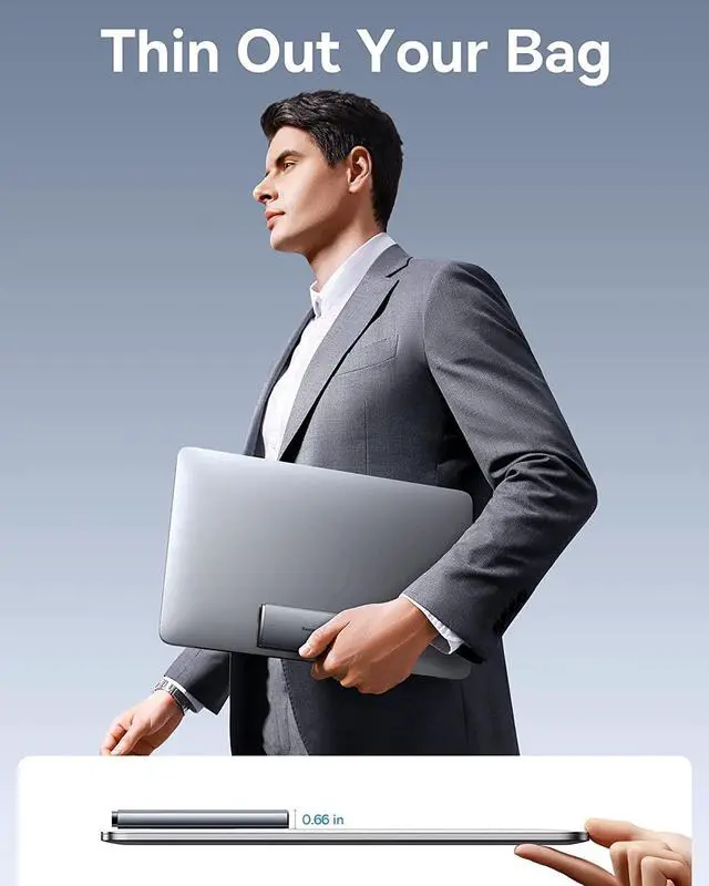 Alt view image 4 of 6 - 65W Flat Wall Charger 2 Port Ultra-Slim USB C GaN Charger with Foldable Plug for MacBook iPhone 16/15/14/13/12/11/Pro Max/XS/XR  iPad Steam Deck with Charging Cable