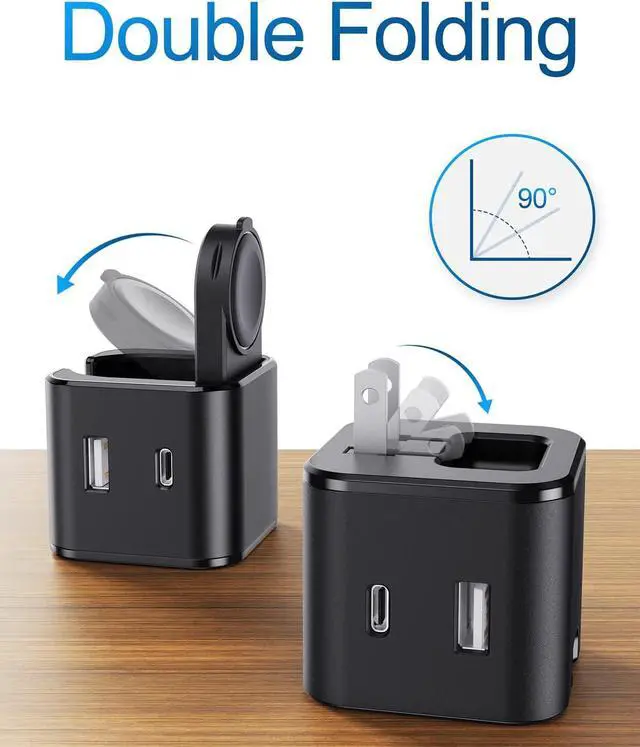 Alt view image 2 of 6 - 36W for Apple Charging Block with Built-in Watch Charger Foldable PD Fast Charger Block for iPhone Dual Ports Wall Charger Compatible with Apple Watch iPhone AirPods(Black)