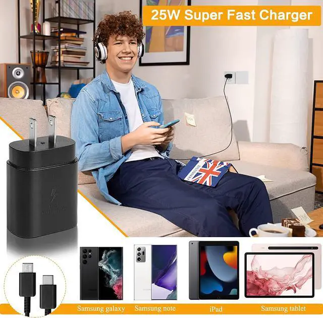 Alt view image 4 of 7 - USB C Superfast Charger, USB Type-C to USB Type-C Cable 5ft and 25W Wall Charger Fast Charging PD Adapter Compatible with iPhone 15 Samsung Galaxy Ultra S23/S22/S21/S20+ Note 20/10 Z Fold/Flip(1-Pack)