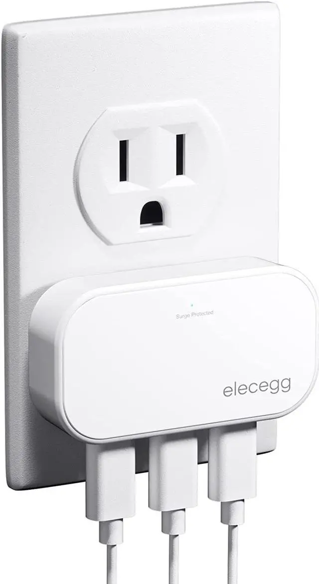 Main image of Slim Flat USB Wall Charger, elecegg Ultra Thin 3 Port Wall Adapter with Smart IC, Low Profile Block Power Cube for iPhone, iPad, iPod, Android, Samsung Galaxy, and More